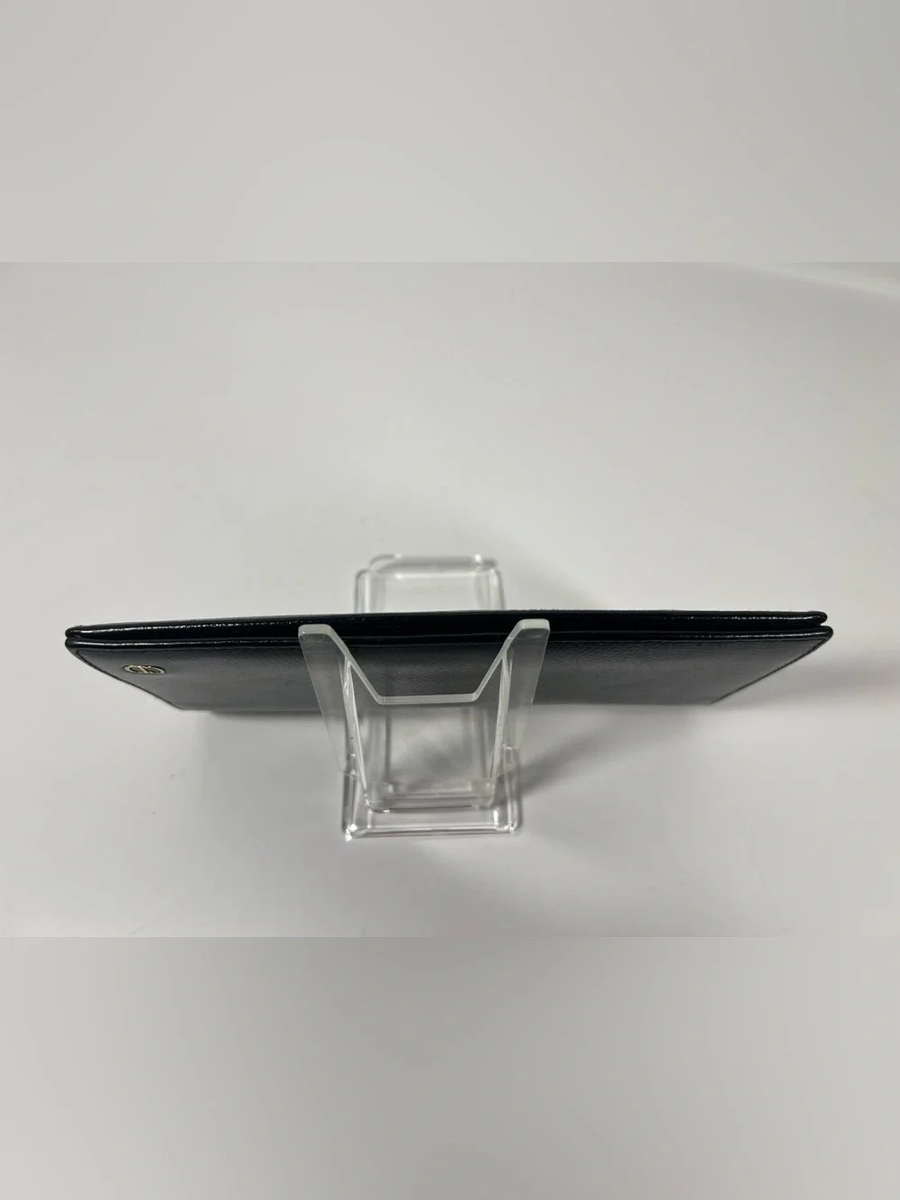1200: Vintage Christian Dior CD Long Wallet Checkbook Holder Black Leather